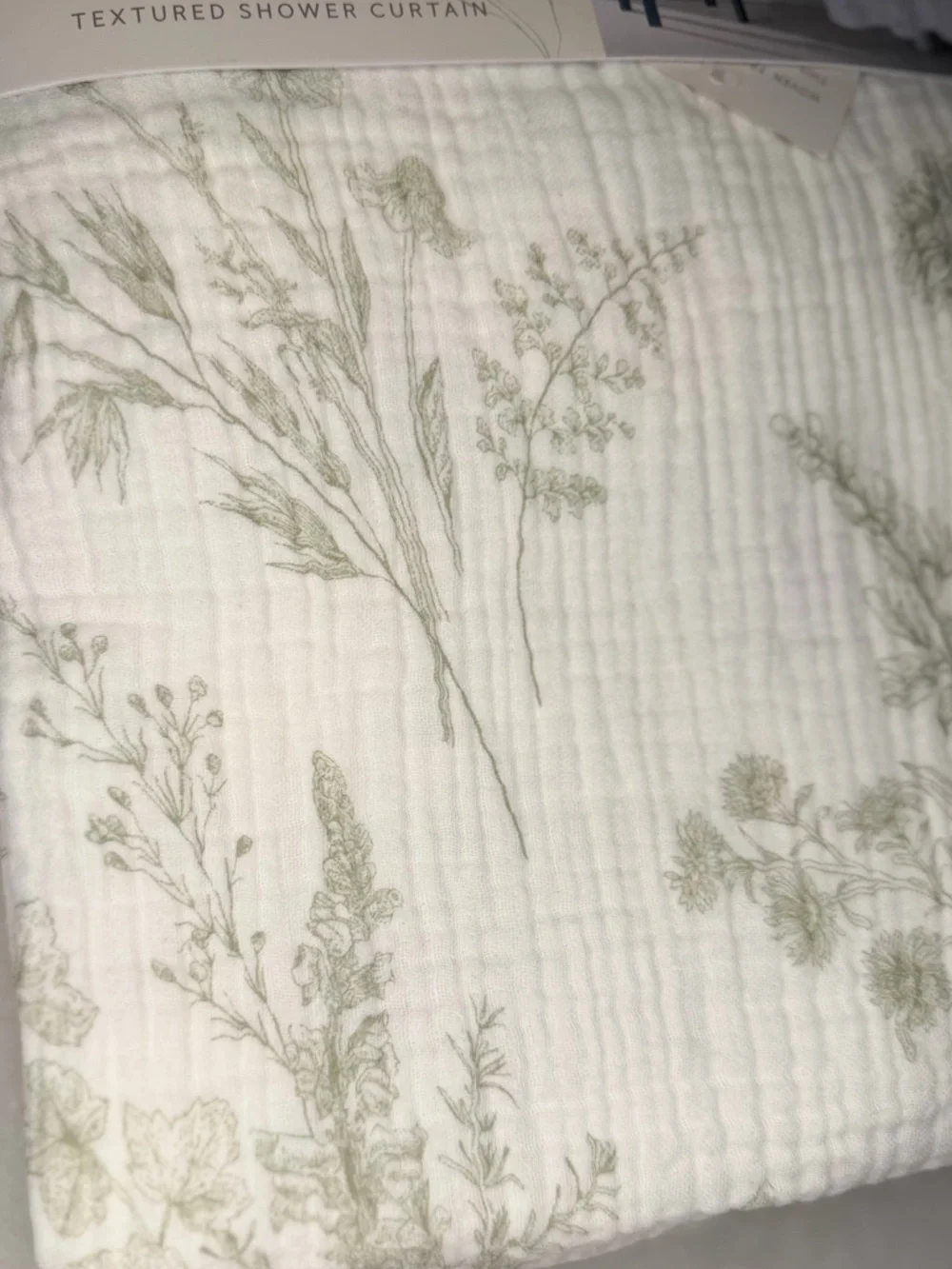 Beau Monde botanical Floral Farmhouse Greenery Garden Shabby chic Shower Curtain